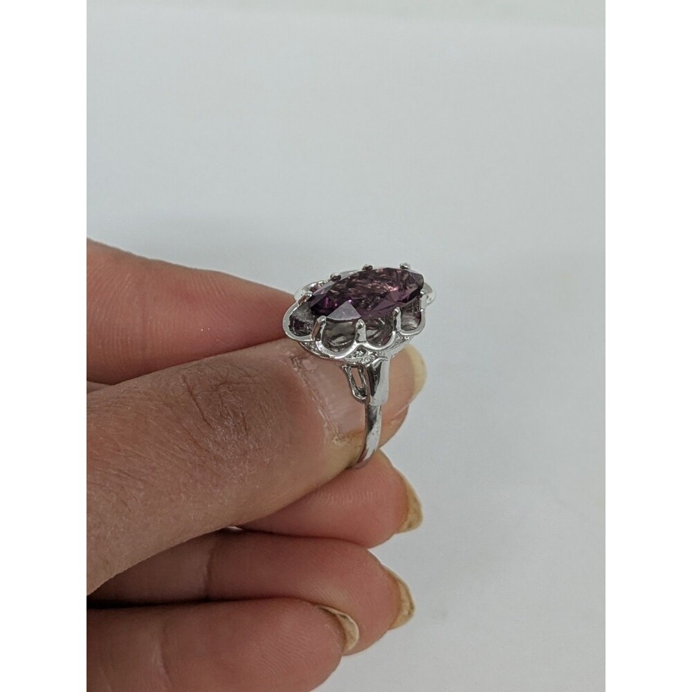 Vintage  Purple Stone Sterling Silver Ring Size 5 Adjustable (Up to 7) - Picture 4 of 7